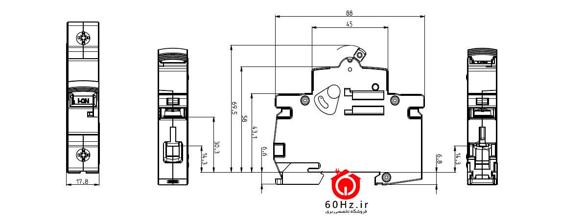 فیوز مینیاتوری ETI تکفاز ده کیلو 0.5 آمپر 2 اندازه فیوز مینیاتوری ETI